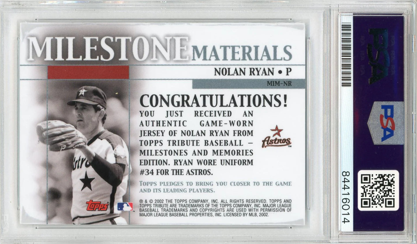 Nolan Ryan Autographed 2002 Topps Tribute Jersey Card (Psa Auto Gem Mint 10)