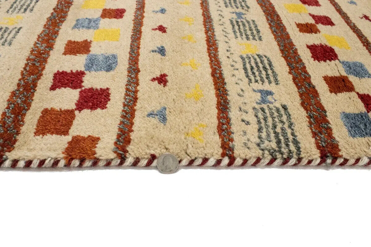 Handmade Stripes Tribal Indo-Gabbeh Runner Rug