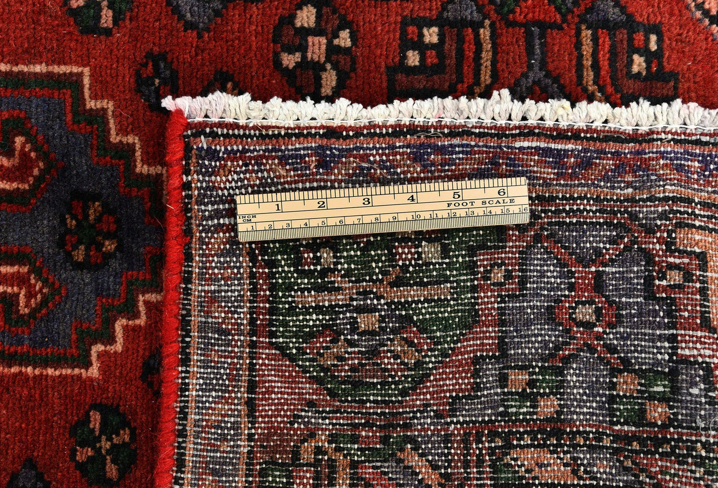 Vintage Hand-Knotted Wool Oriental Rug Red Tribal