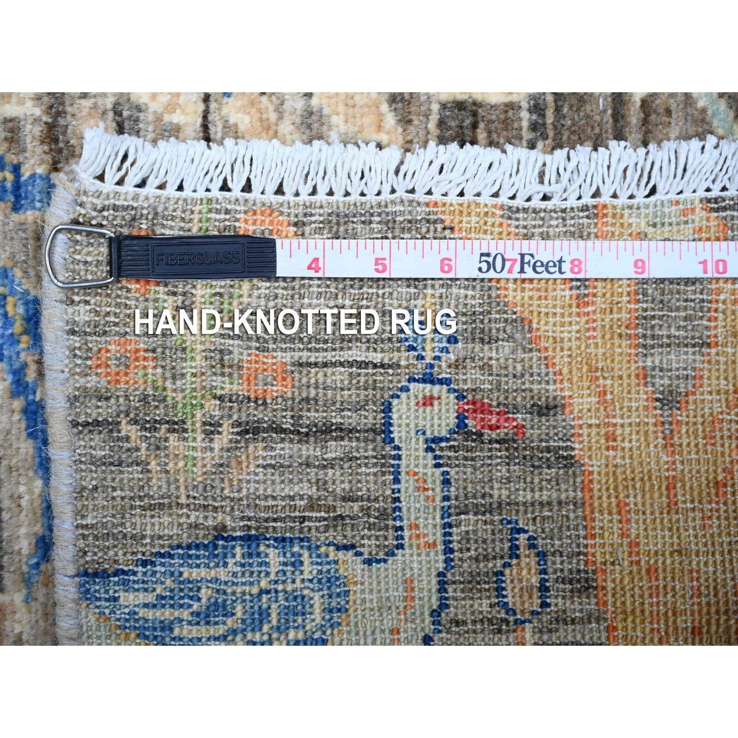 2'7"X10' Best Gray Organic Wool Hand Knotted Afghan Peshawar Runner Rug