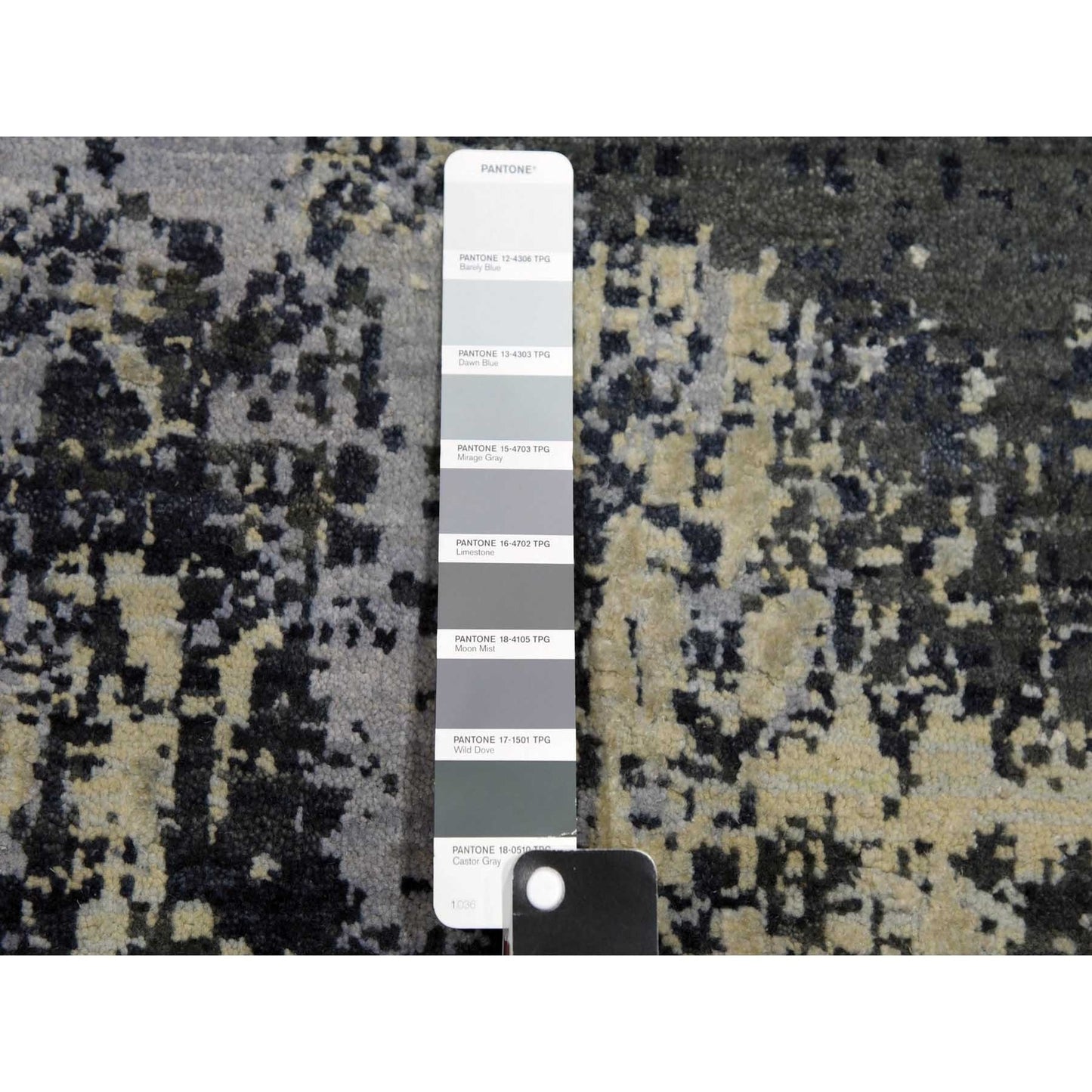10'X10' Charcoal Gray Wool And Silk Denser Weave Hand Knotted Round Rug