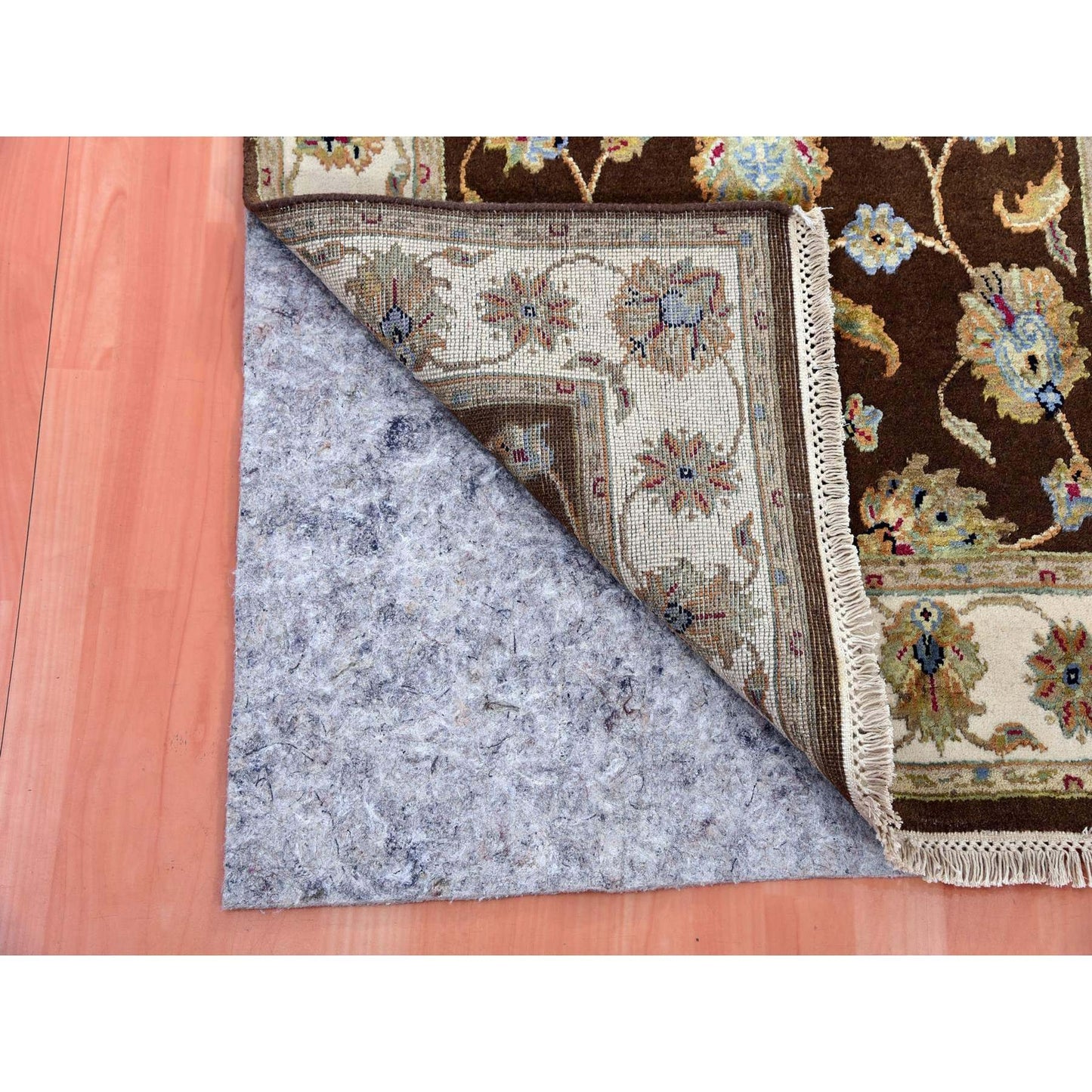 3'X5'1" Breen Brown Rajasthan Hand Knotted Wool And Silk Oriental Rug