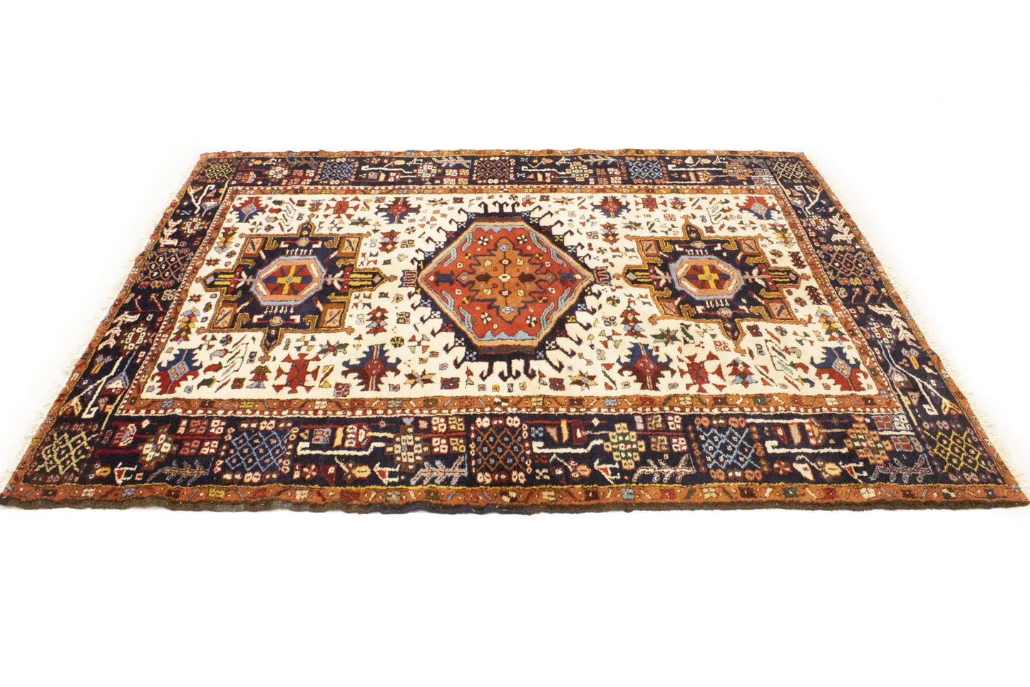Rare Vintage Oriental Rug Geometric Design Boho