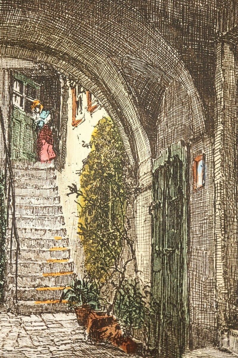Herta Czernik-Kobanz Gzonning Original Etching With Hand Coloring Signed