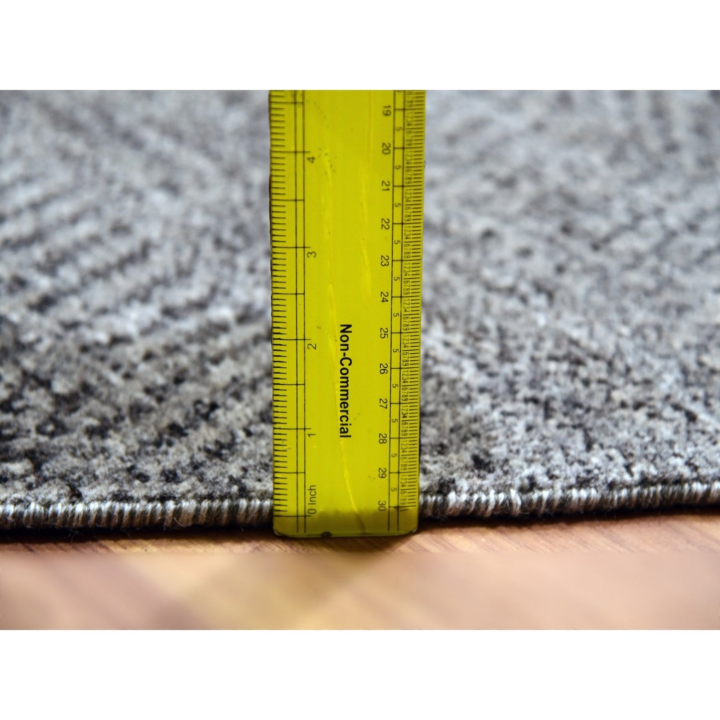 14'X14' Ellie Gray Hand Knotted Plain Modern Grass Design Wool Round Rug