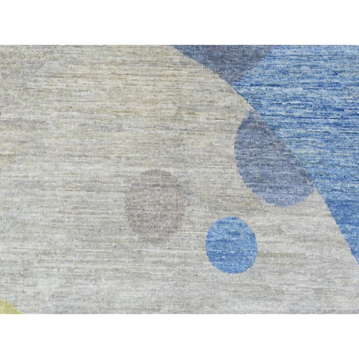 9'1"X12' Colorful Modern The Circles Design Soft Wool Hand Knotted Rug