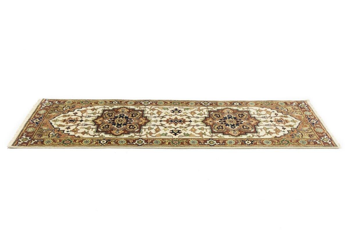 Heriz Serapi Oriental Runner Rug Geometric Design