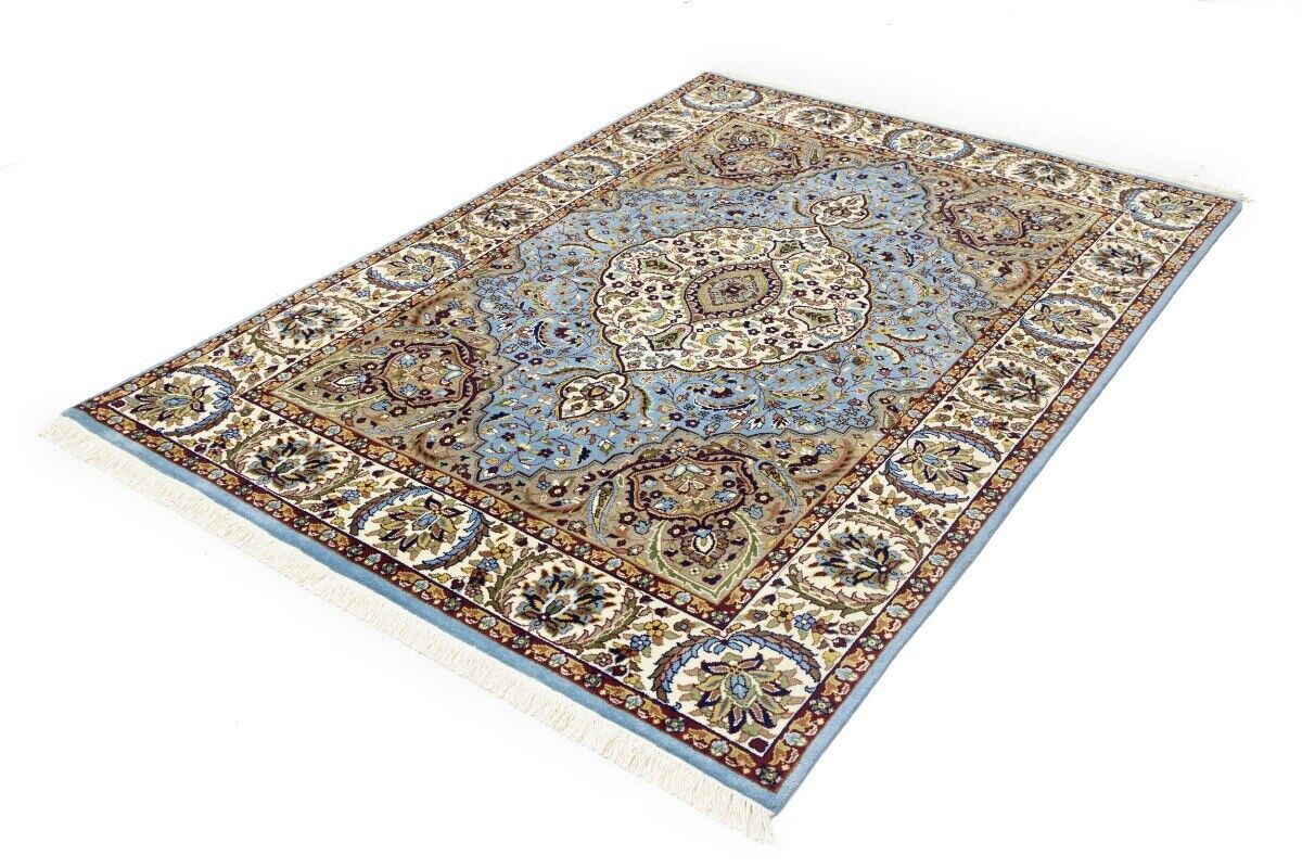 Hand-Knotted Kirman Oriental Rug 6X8 Ft Blue