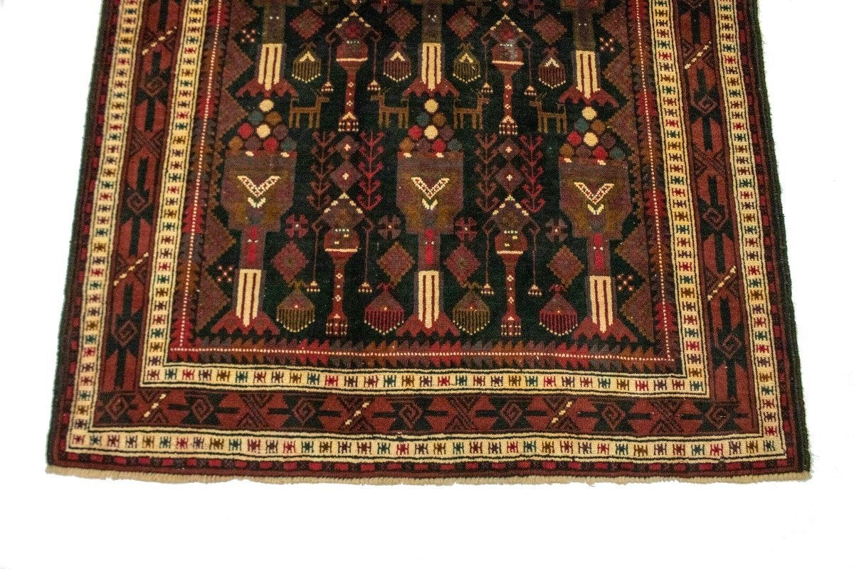 4'4X9'7 Ft Handmade Wool Vintage Tribal Style