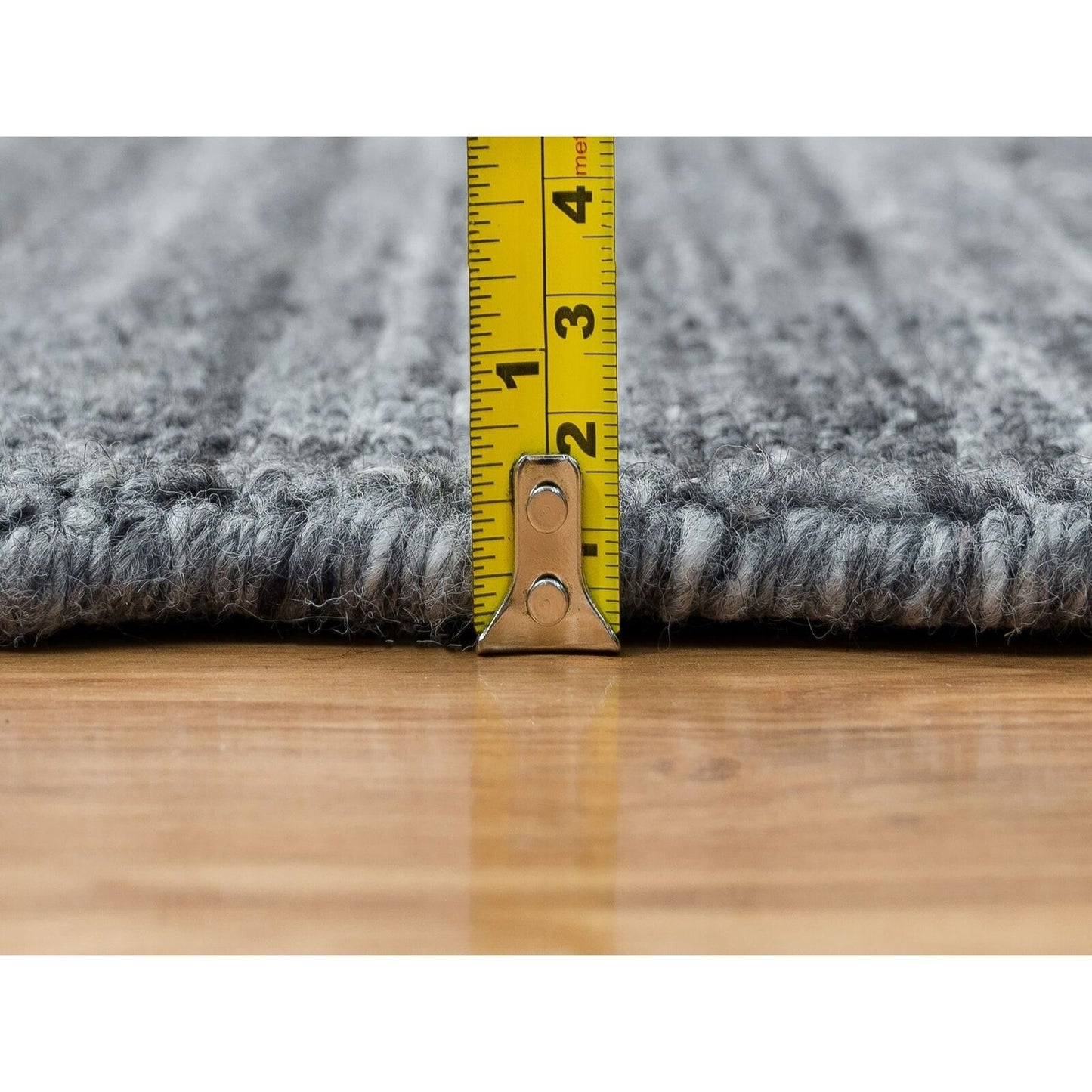 10'3"X14' Arsenic Gray Pure Wool Hand Loomed Modern Striae Design Rug