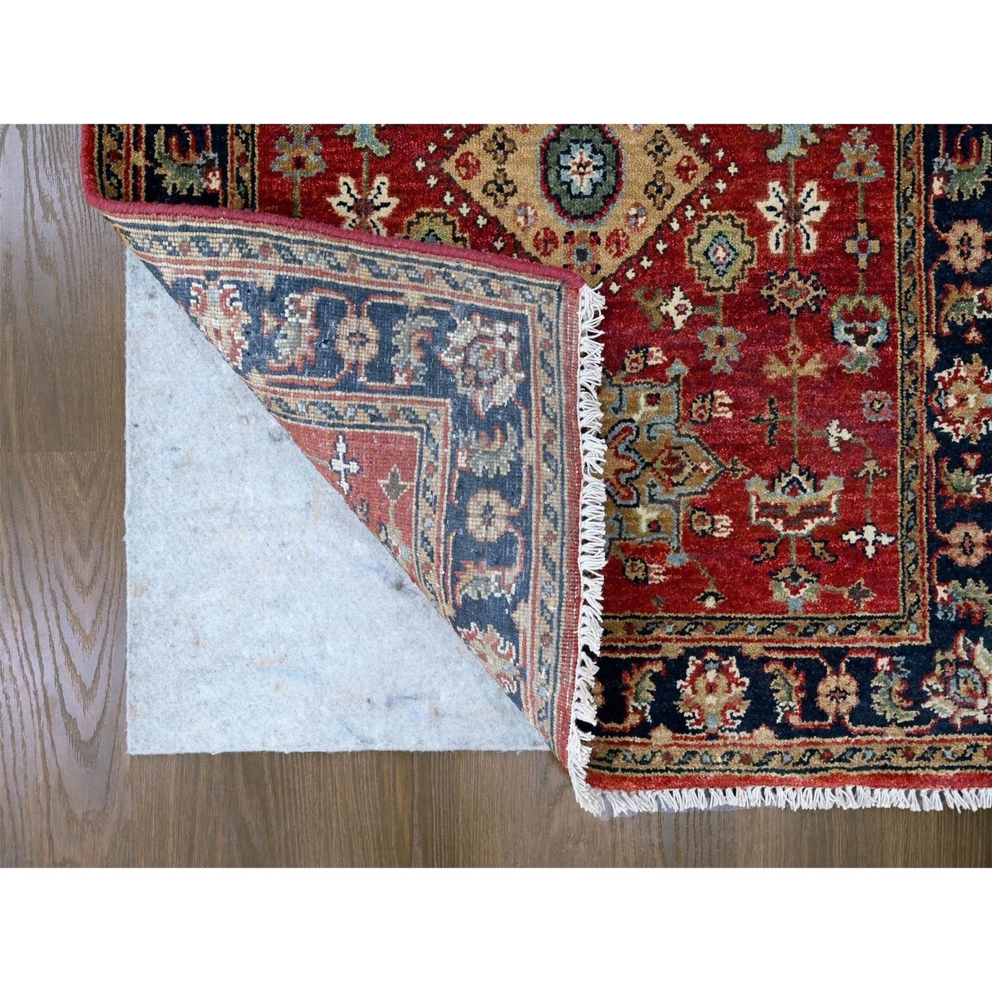3'X5' Red Karjihooz Design Geometric Medallions Hand Knotted Wool Rug