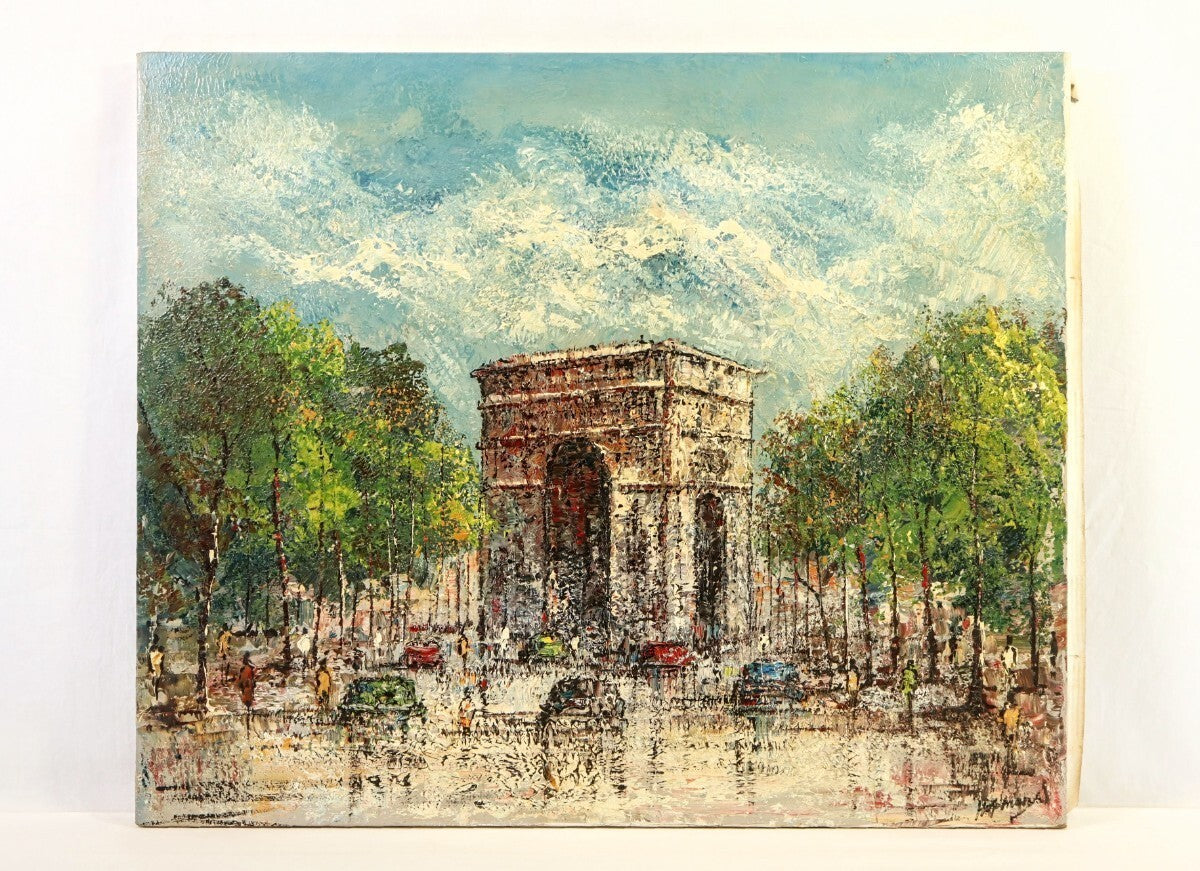 Hopmans (Netherlands) Original Oil Painting "Arc De Triomphe, Paris" Signed F20