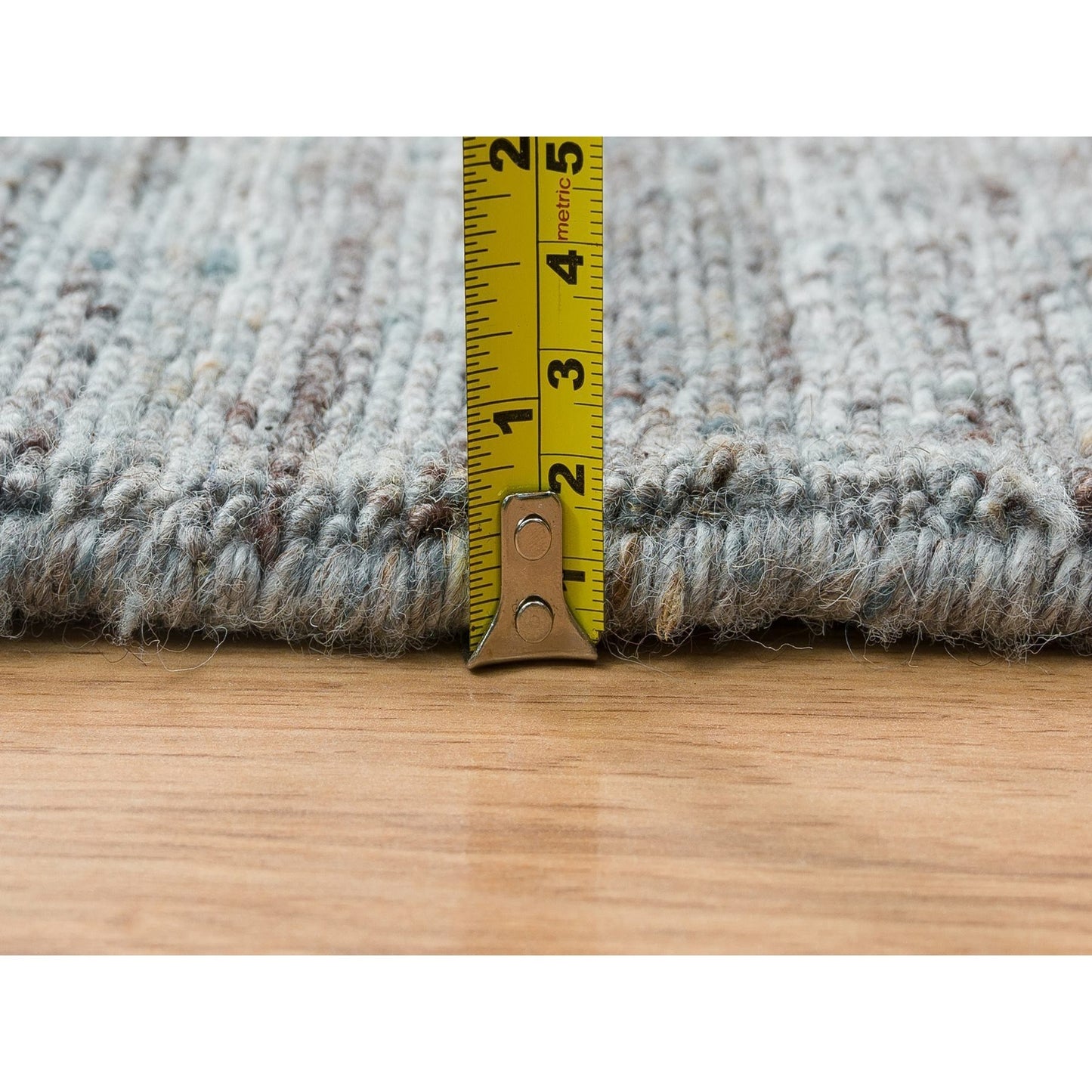 11'10"X11'10" Gray Hand Loomed Modern Design Wool Round Oriental Rug