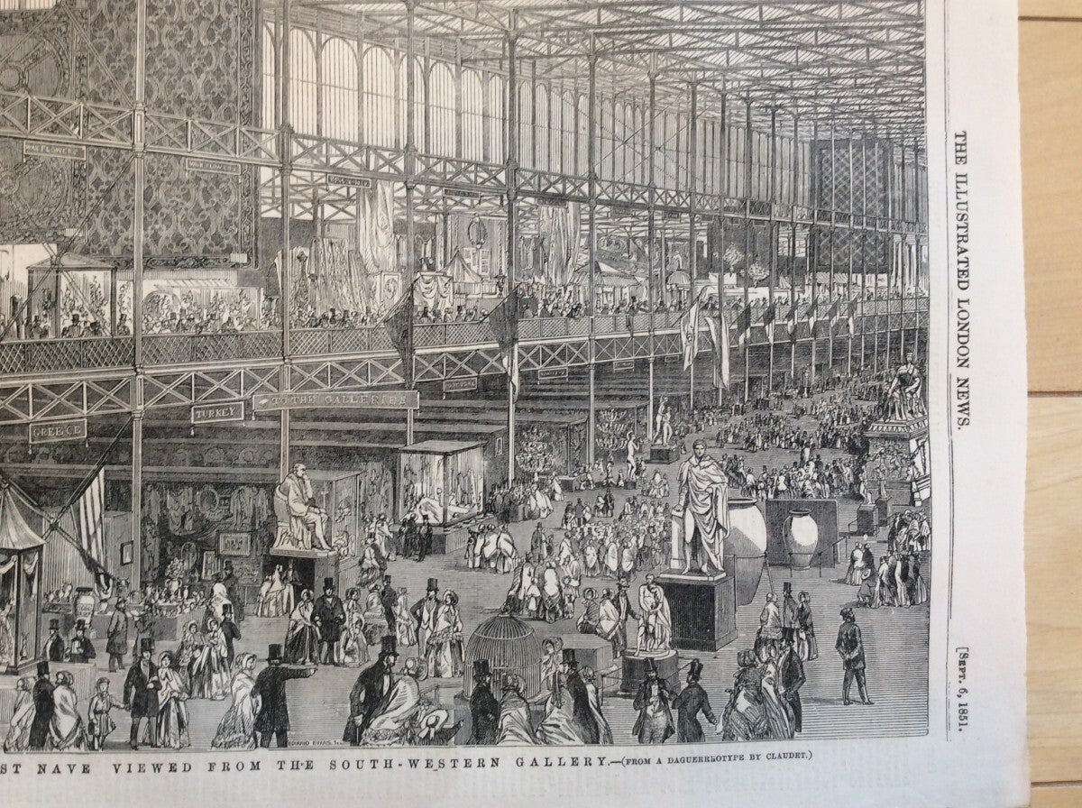 1851 Great Exhibition Crystal Palace Interior Illustrated London News Engraving
