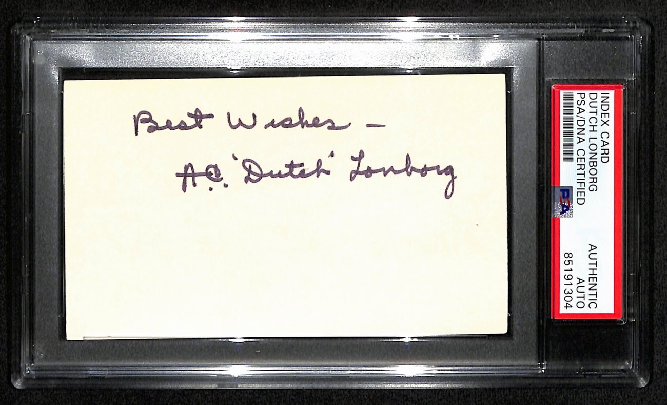 Dutch Lonborg Hof Signed/Inscribed 3X5 Index Card