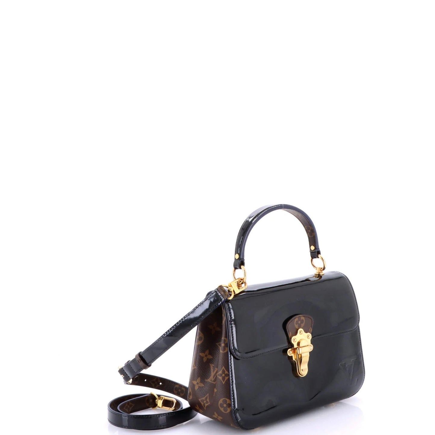 Louis Vuitton Cherrywood Handbag Vernis With Monogram Canvas Pm