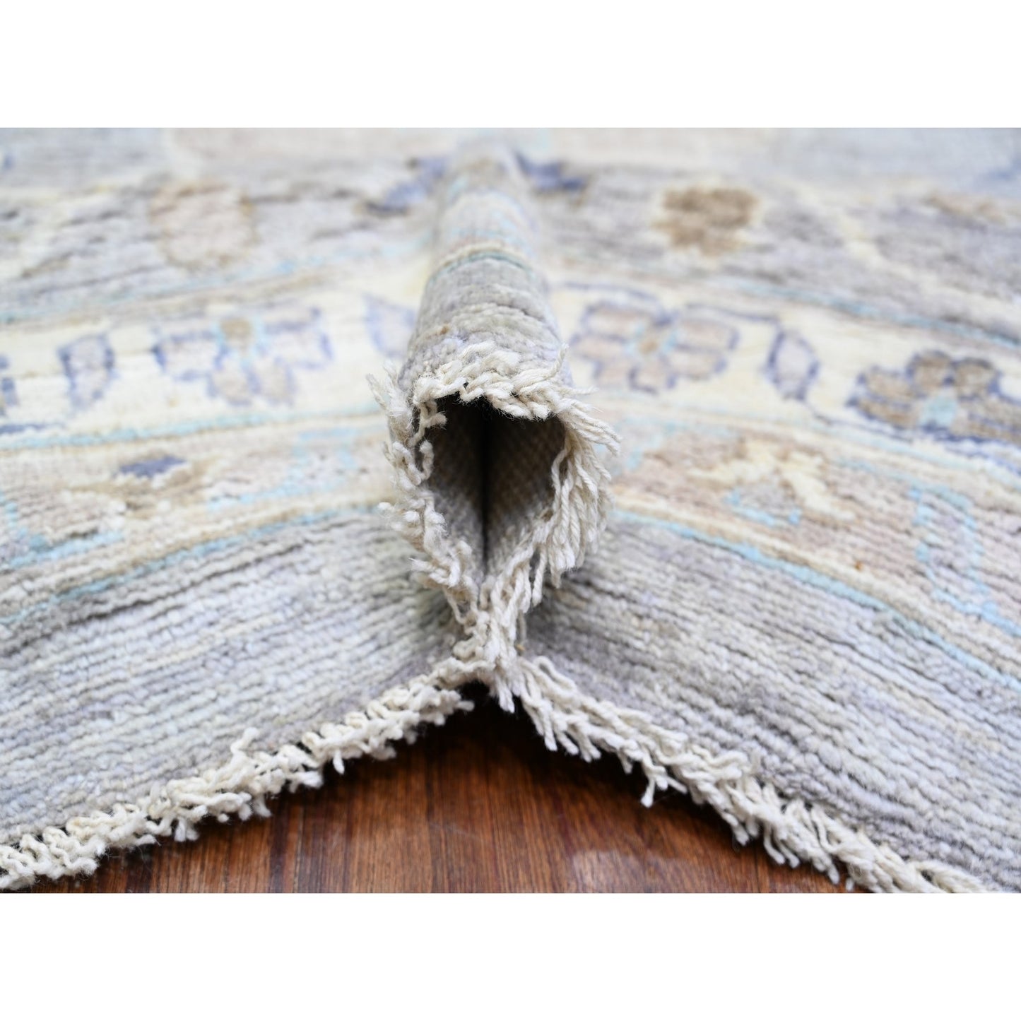 12'X15'6" Gray Hand Knotted Afghan Angora Oushak Pure Wool Oversized Rug