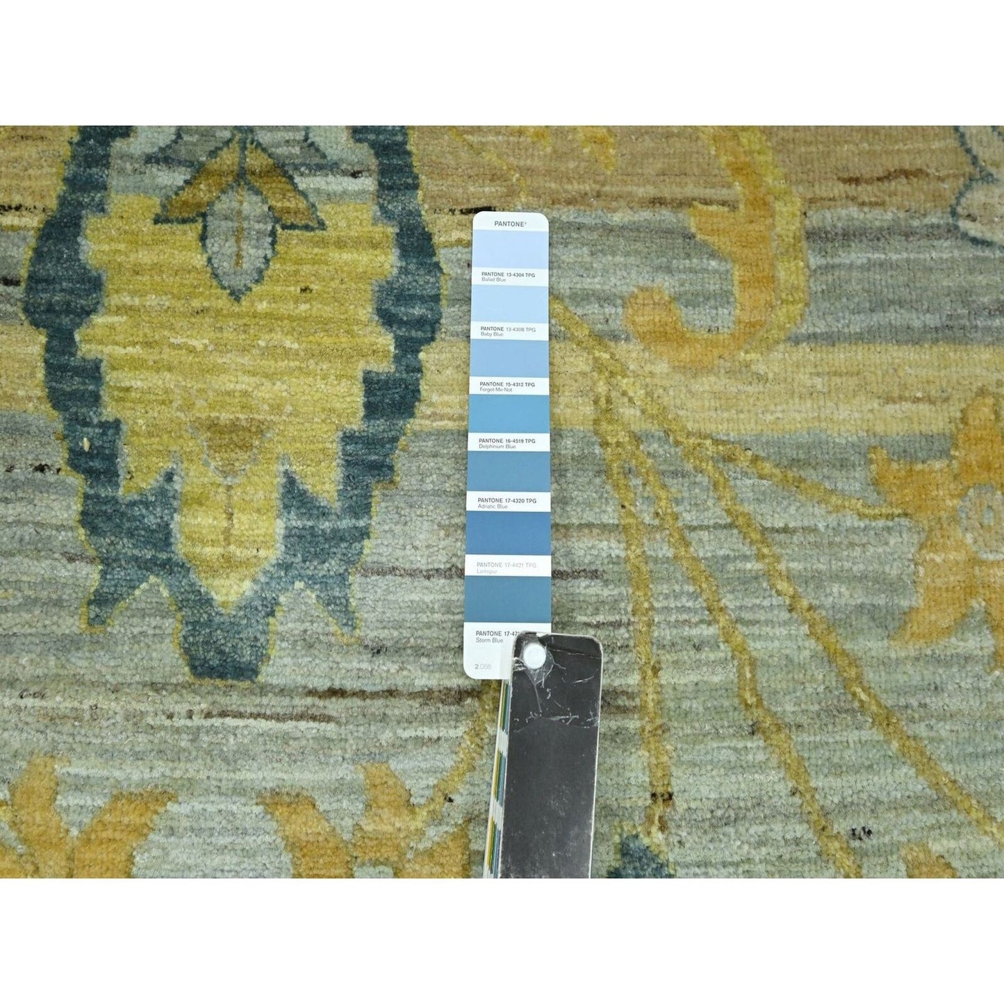 9'1"X12'1" Gray & Gold Antiqued Bijar Garus Design Hand Knotted Wool Rug