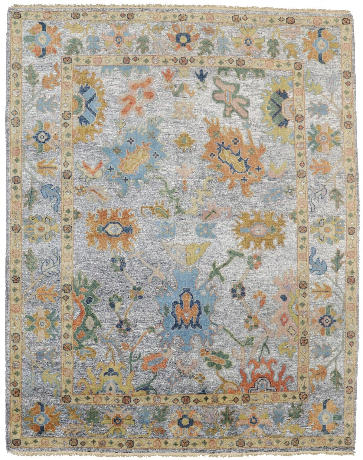 Handmade Oushak Floral Style Rug Colorfast Wool