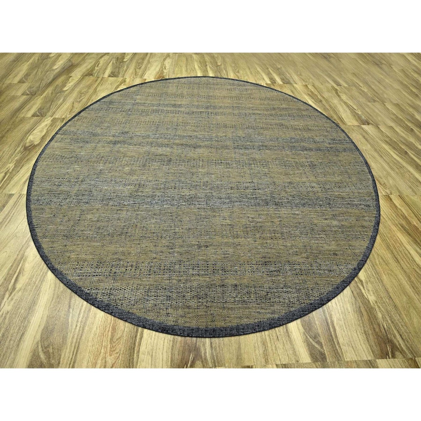 12'X12' Brown Hand Knotted Rug Pure Wool Oxidized Grass Design Round