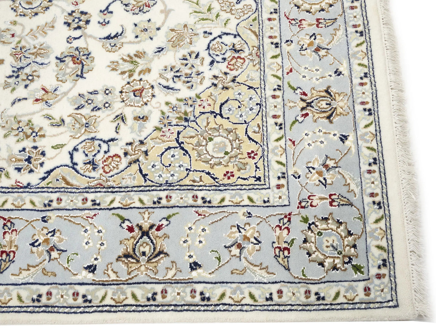Indo-Nain Cream Floral Medallion Oriental Rug