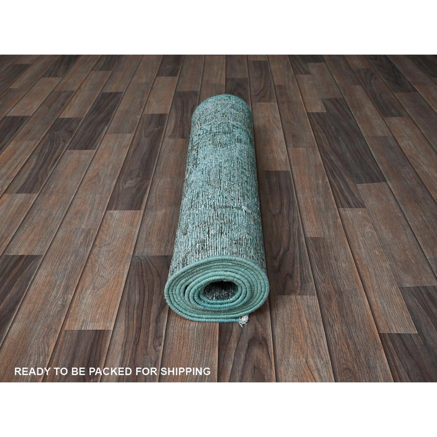 2'4"X10'2" Green Overdyed Vintage Zoroastrian Hand Knotted Wool Runner Rug