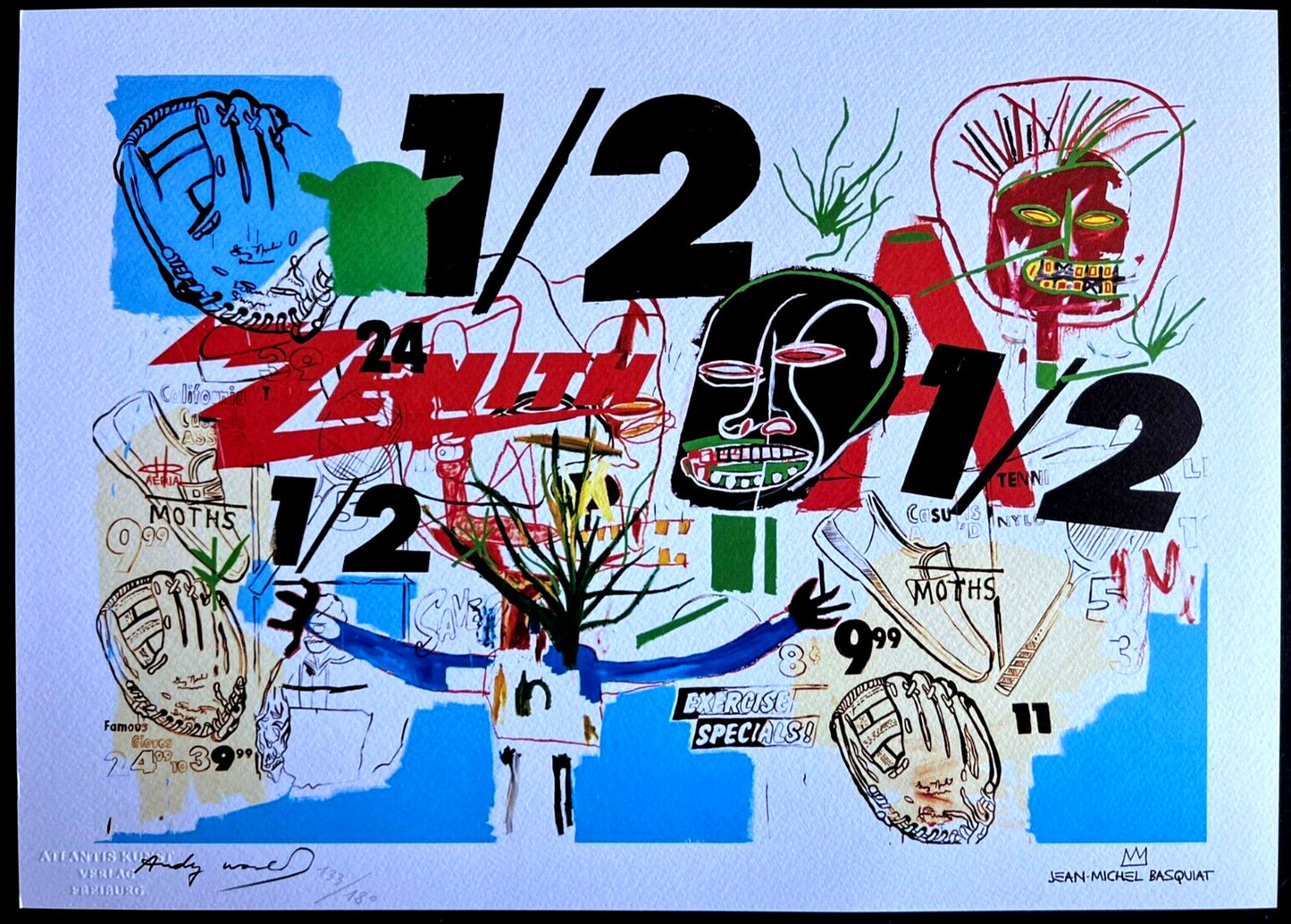 Andy Warhol & Jean-Michel Basquiat Coa Lithograph Signed Numbered