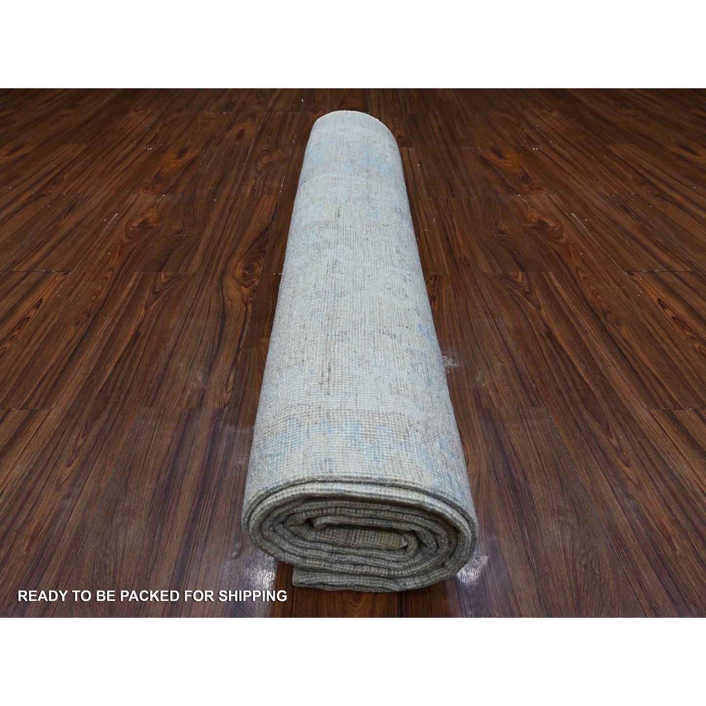 9'X11'9" Silver Gray Hand Knotted Faded Afghan Angora Oushak Oriental Rug