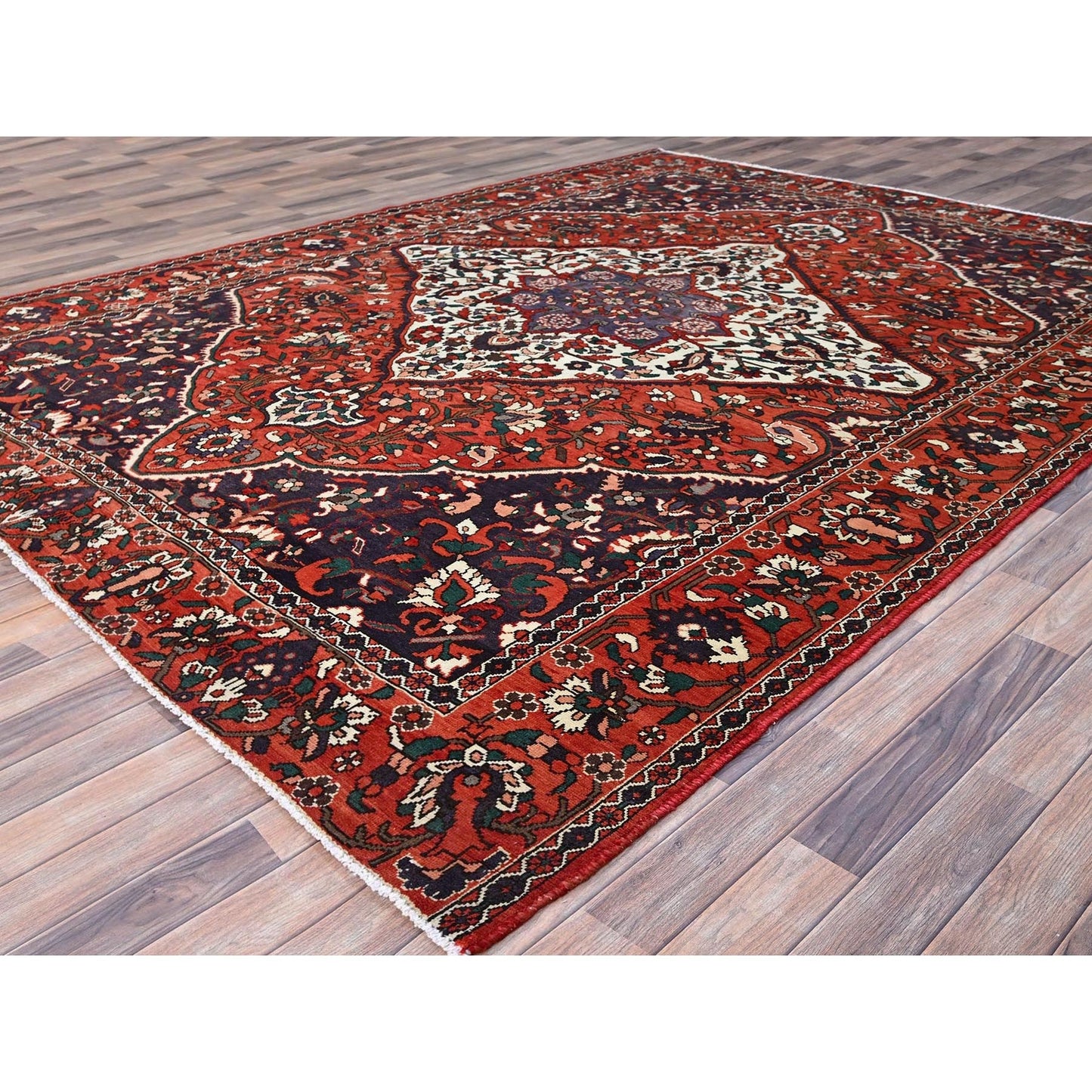 8'7"X11'2" Turkey Red Extra Soft Wool Vintage Baktiarjoon Oriental Rug
