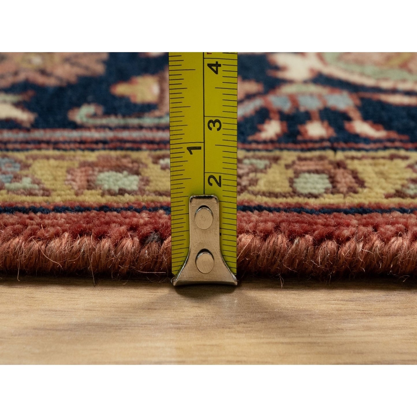 8'1"X8'1" Red Antiqued Fine Heris Recreation Wool Hand Knotted Square Rug