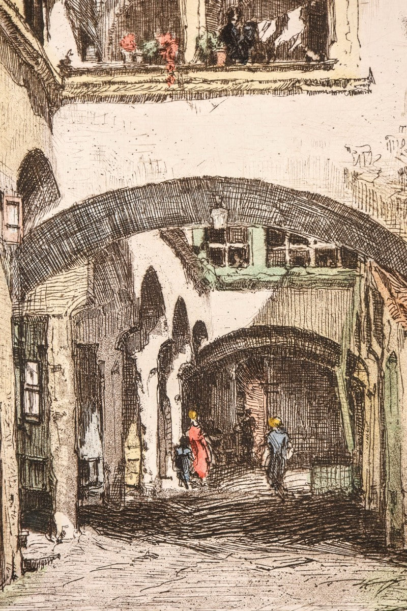Herta Czernik-Kobanz Gzonning Etching Coloring "Mdling, Hafnerhaus" Beethoven