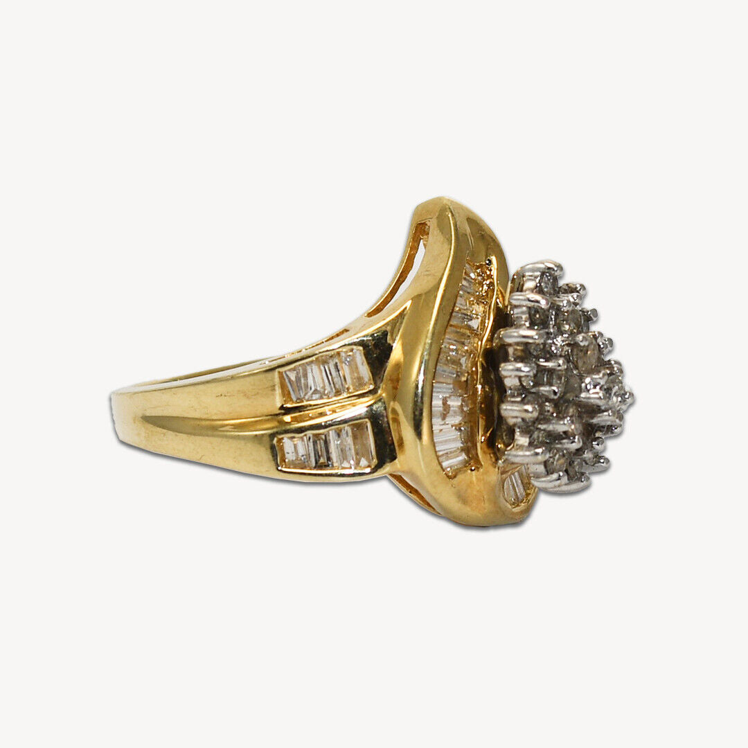 Vintage 12k Yellow Gold 0.75ct Diamond Cluster