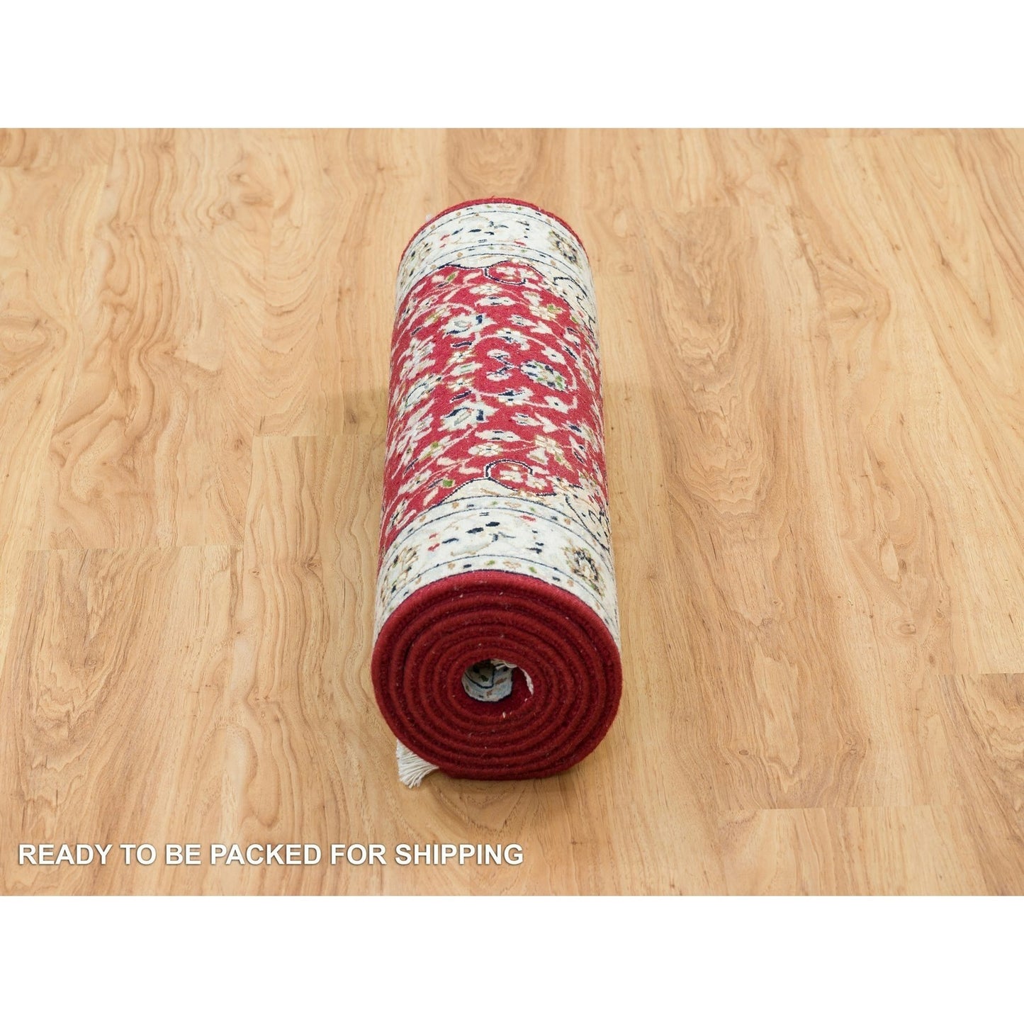 2'7"X8' Burgundy Red Nain Design 250 Kpsi Wool Runner Oriental Rug