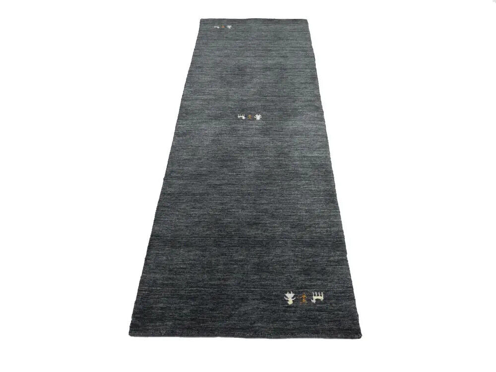 Plush Gabbeh Runner Rug Charcoal Tribal Modern
