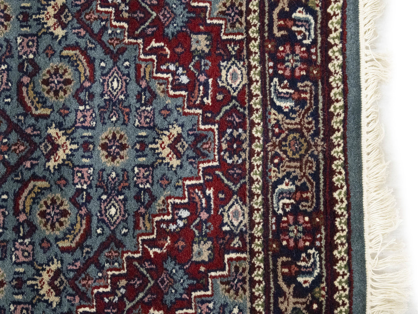 Hand-Knotted Indo-Bidjar Oriental Runner Rug Wool
