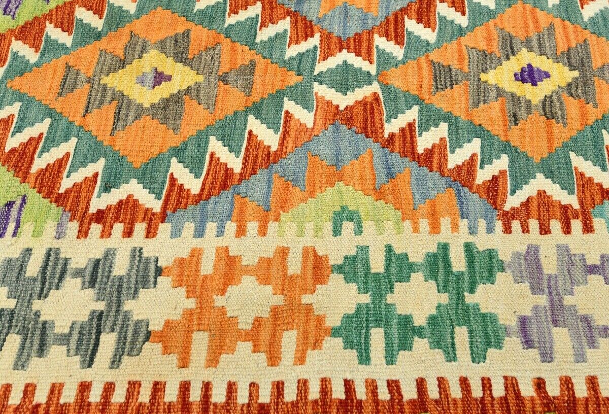 Reversible Multicolored Tribal Kilim Runner Rug