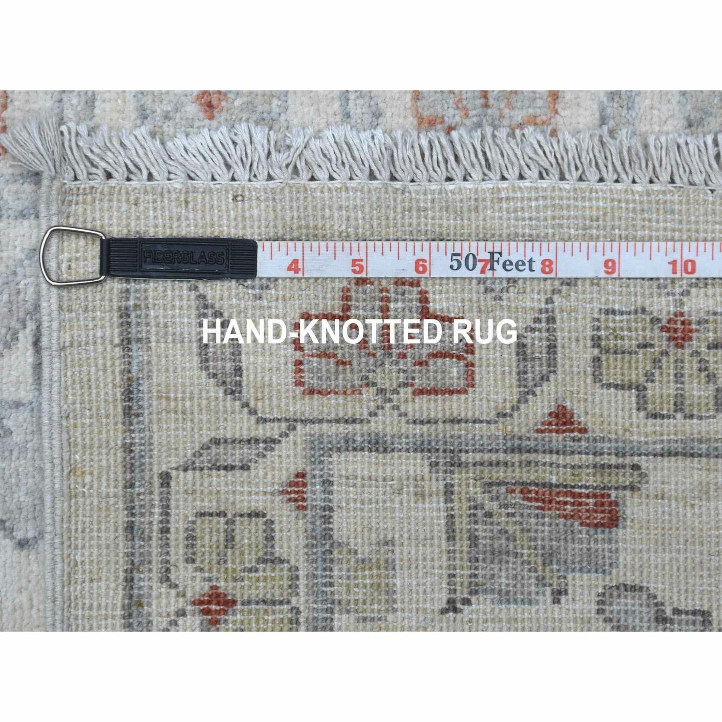 2'6"X9'10" White Wash Peshawar 100% Wool Hand Knotted Runner Oriental Rug