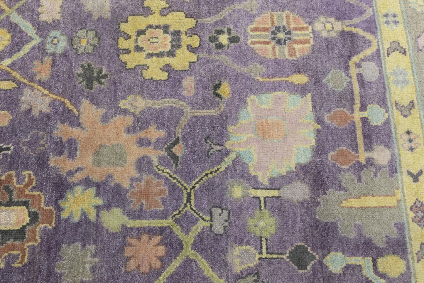 Hand-Knotted Muted Oushak Rug Colorfast Oriental