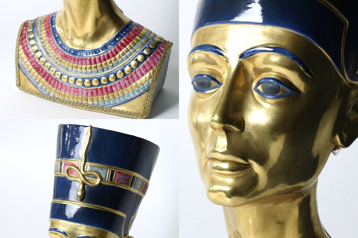 Capodimonte Porcelain Figurine Busts Of Nefertiti And Tutankhamen Pair