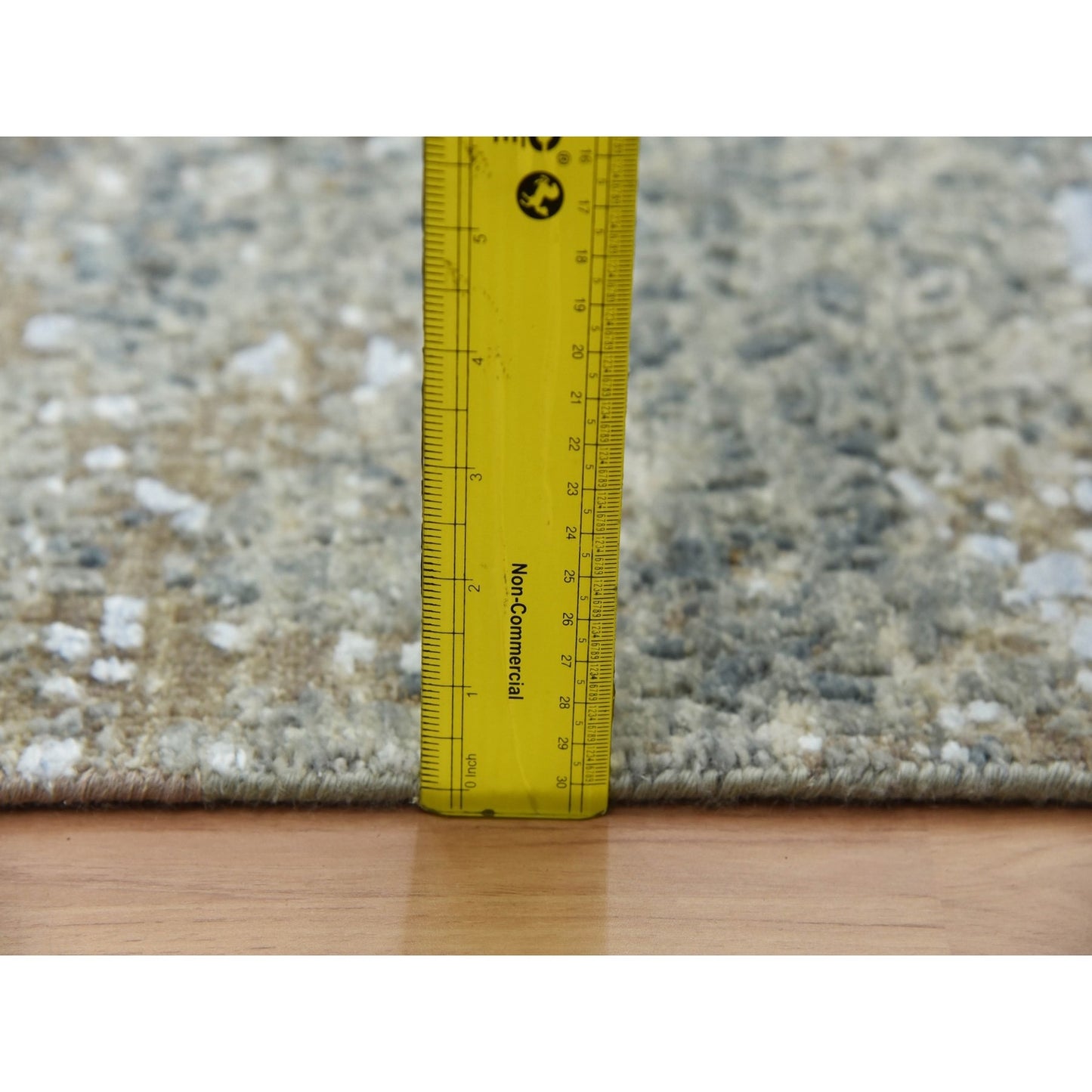 2'6"X20'3" Gray Hand Knotted Abstract Design Pure Wool Xl Runner Rug