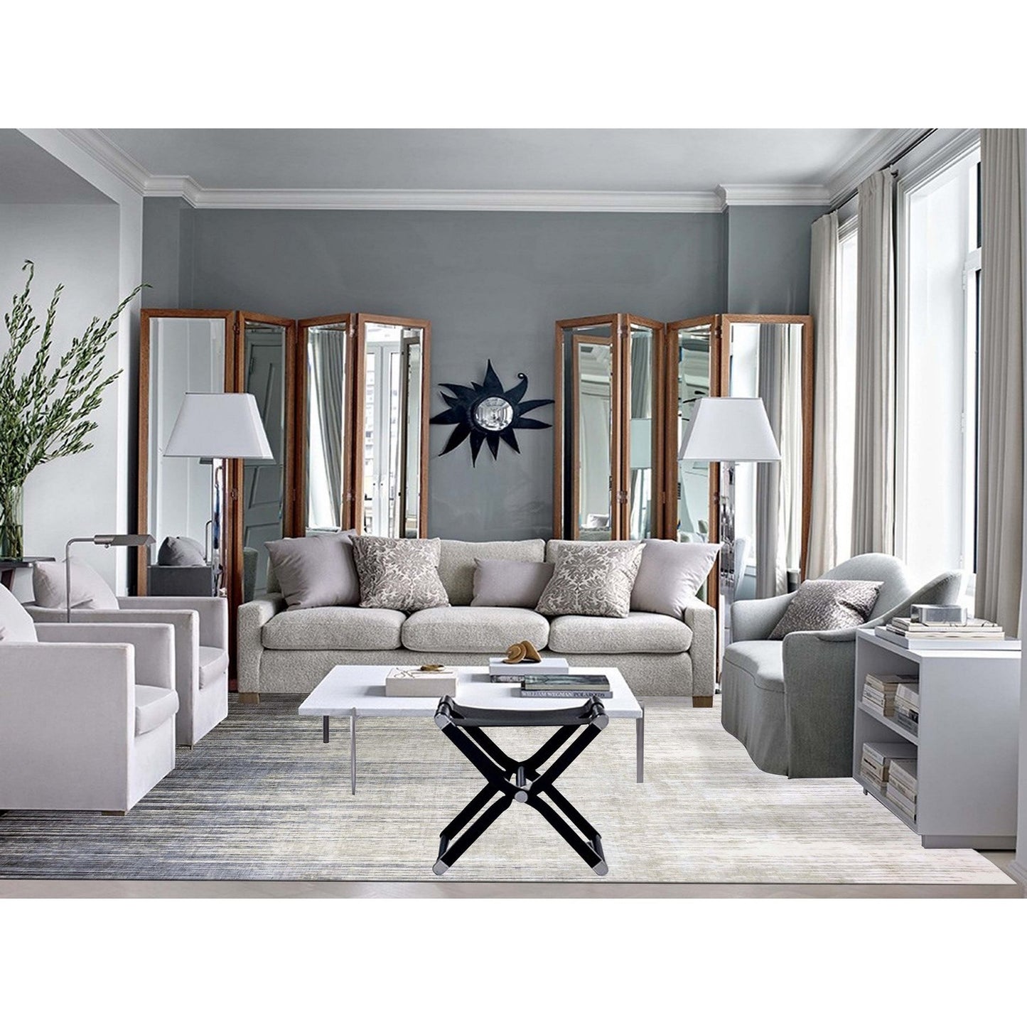 10'1"X14'2" Gray Pure Wool Hand Knotted Modern Ombre Design Rug
