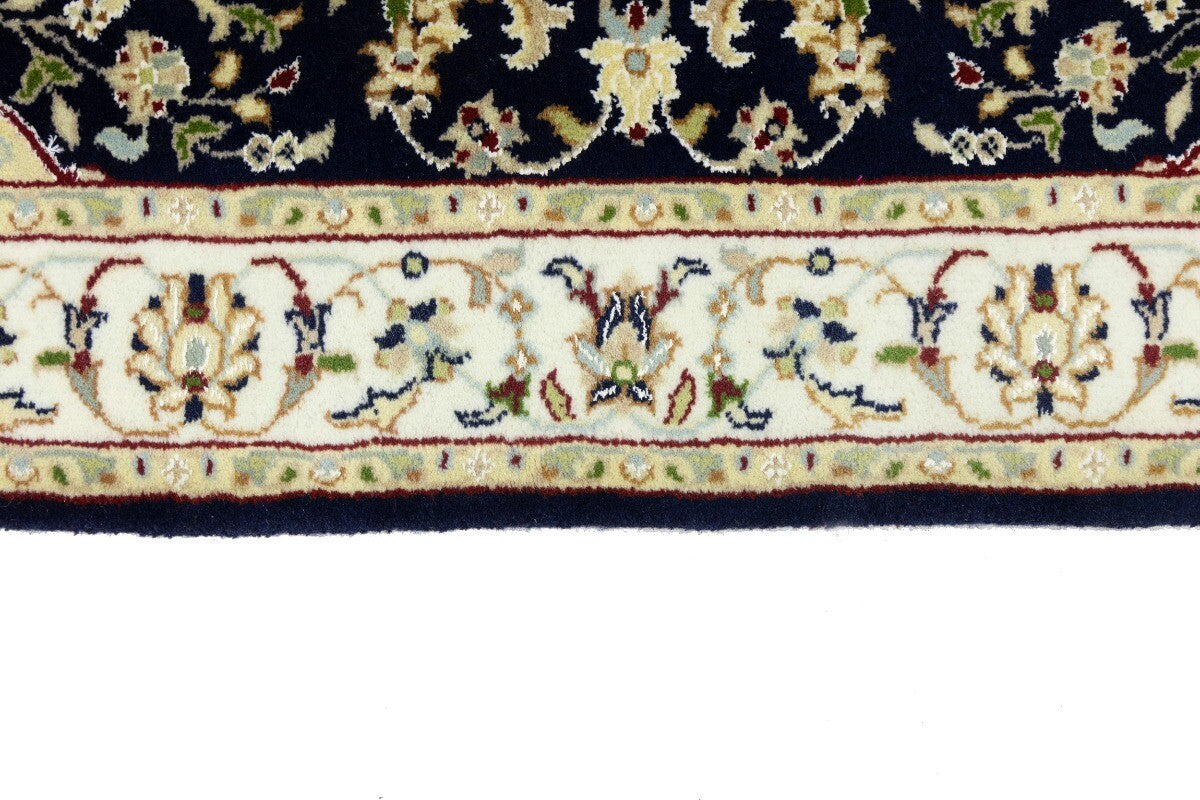 Indo-Nain Floral Rug Dark Navy 3X4 ft Entryway Kitchen Carpet