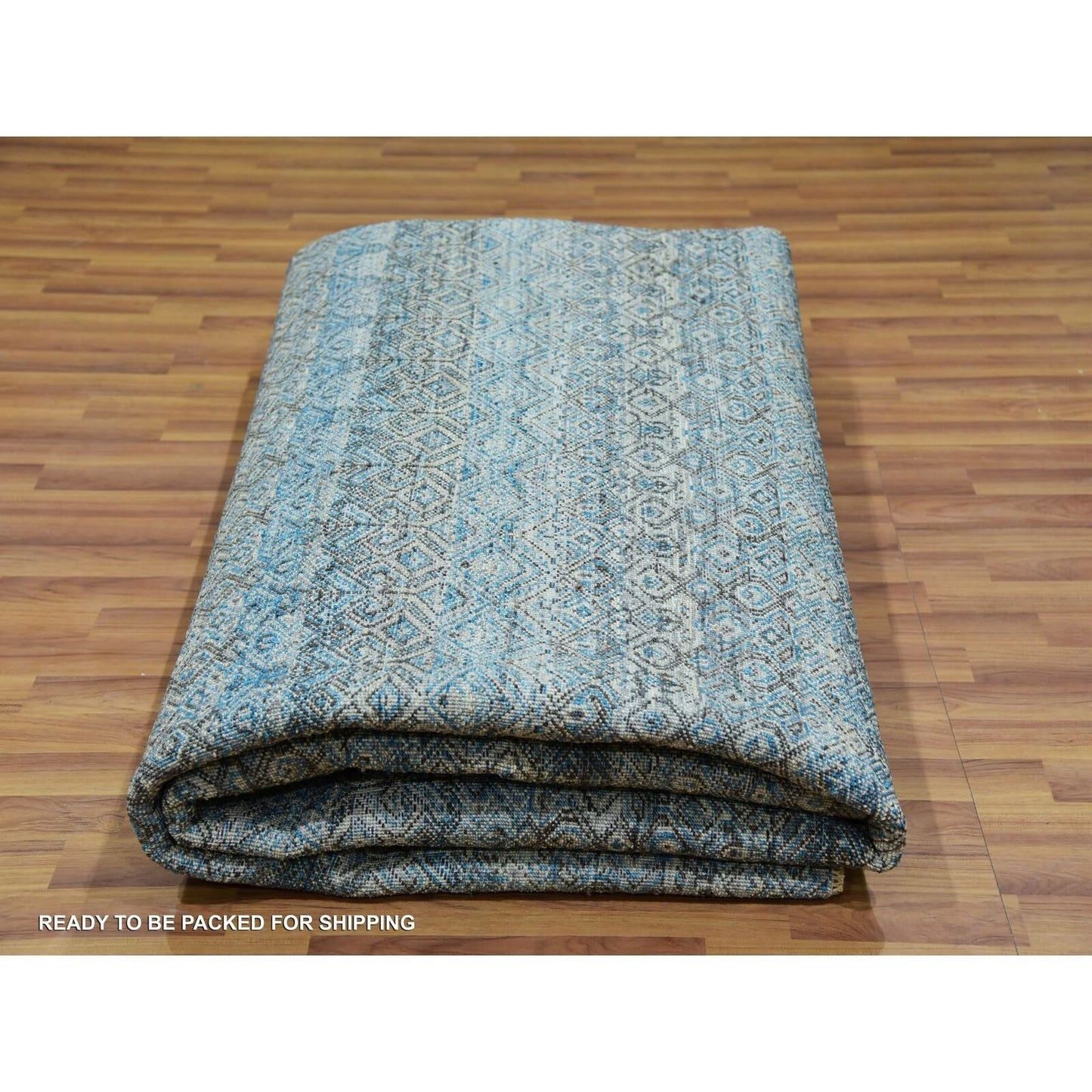 10'X10' Blue Kohinoor Herrita Plush Wool Hand Knotted Square Oriental Rug