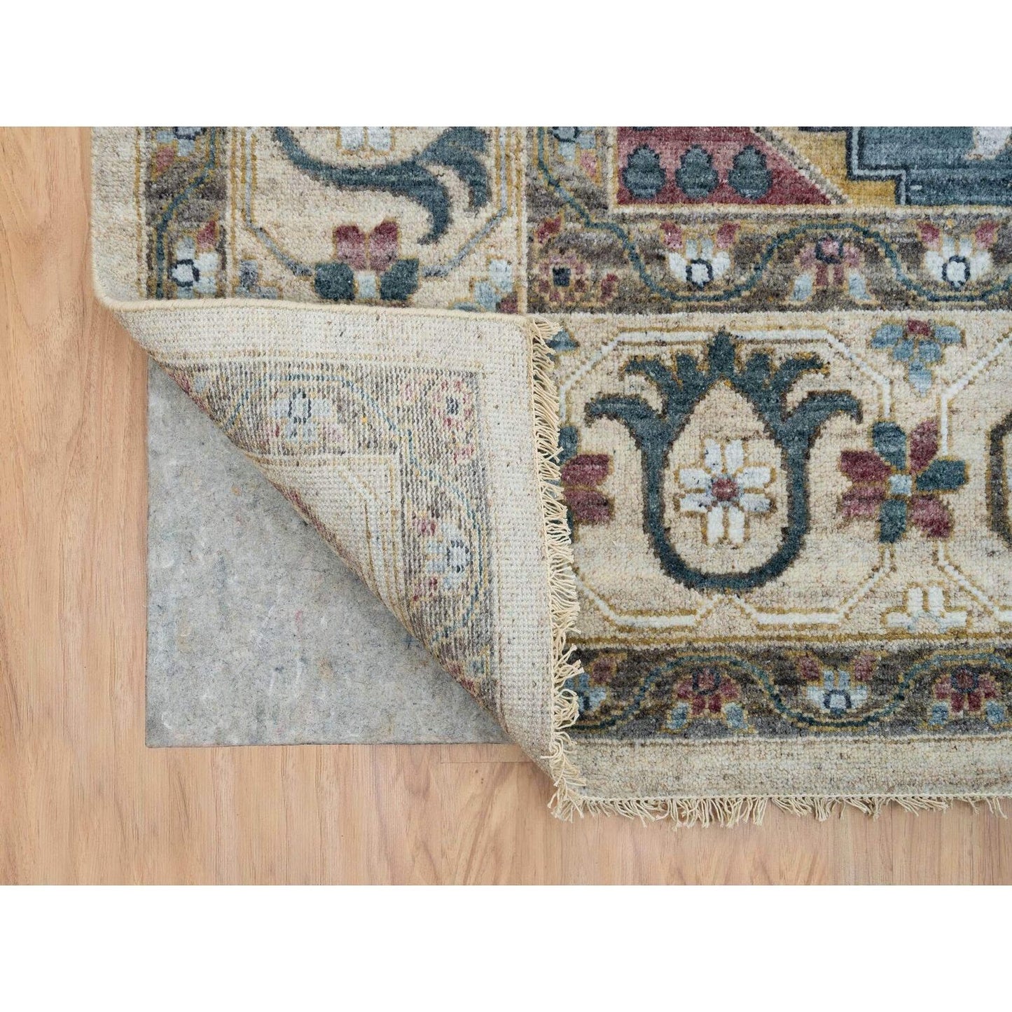 10'X14' Ivory Hand Knotted Reimagined Viss Design 100% Wool Oriental Rug