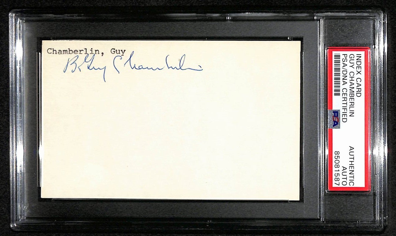 Guy Chamberlin Hof Signed 3X5 Index Card Chicago