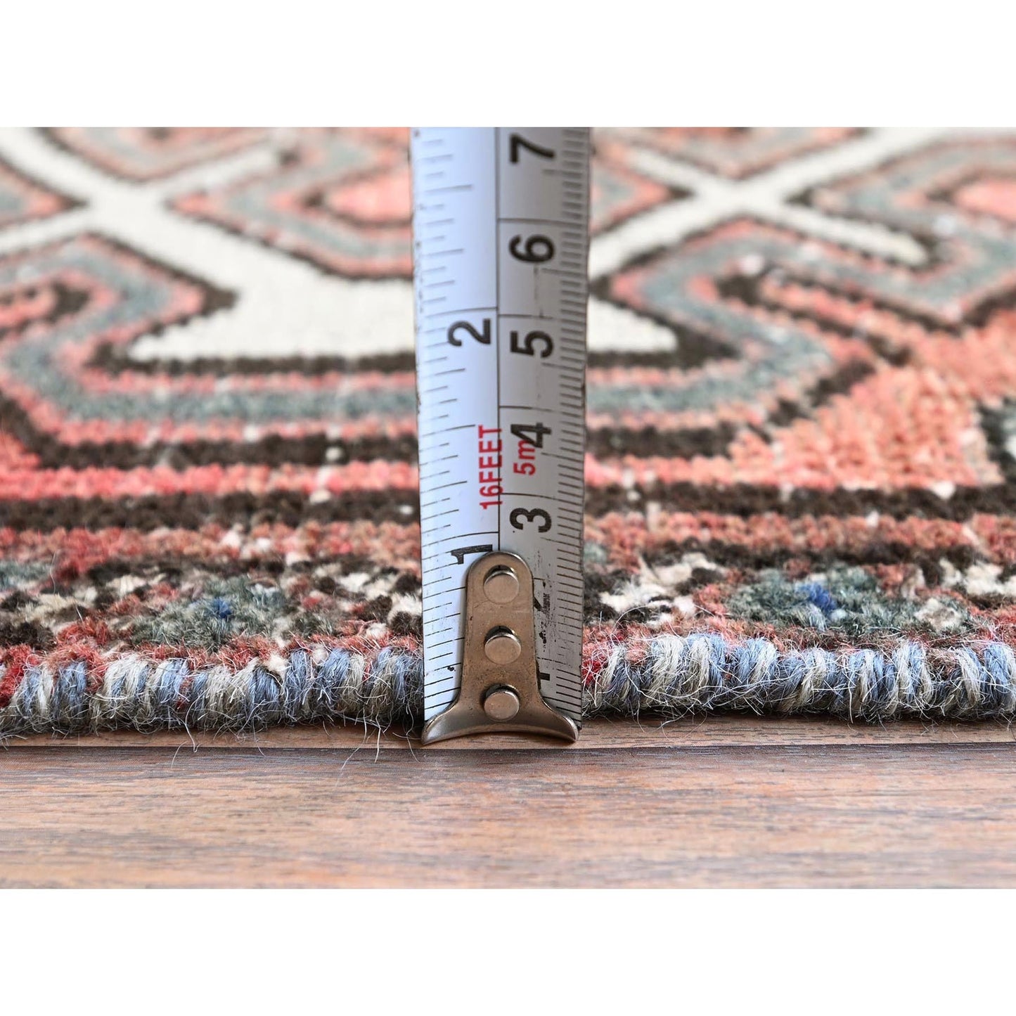 2'3"X9' Peach Vintage Zoroastrian Khamadan Hand Knotted Wool Runner Rug