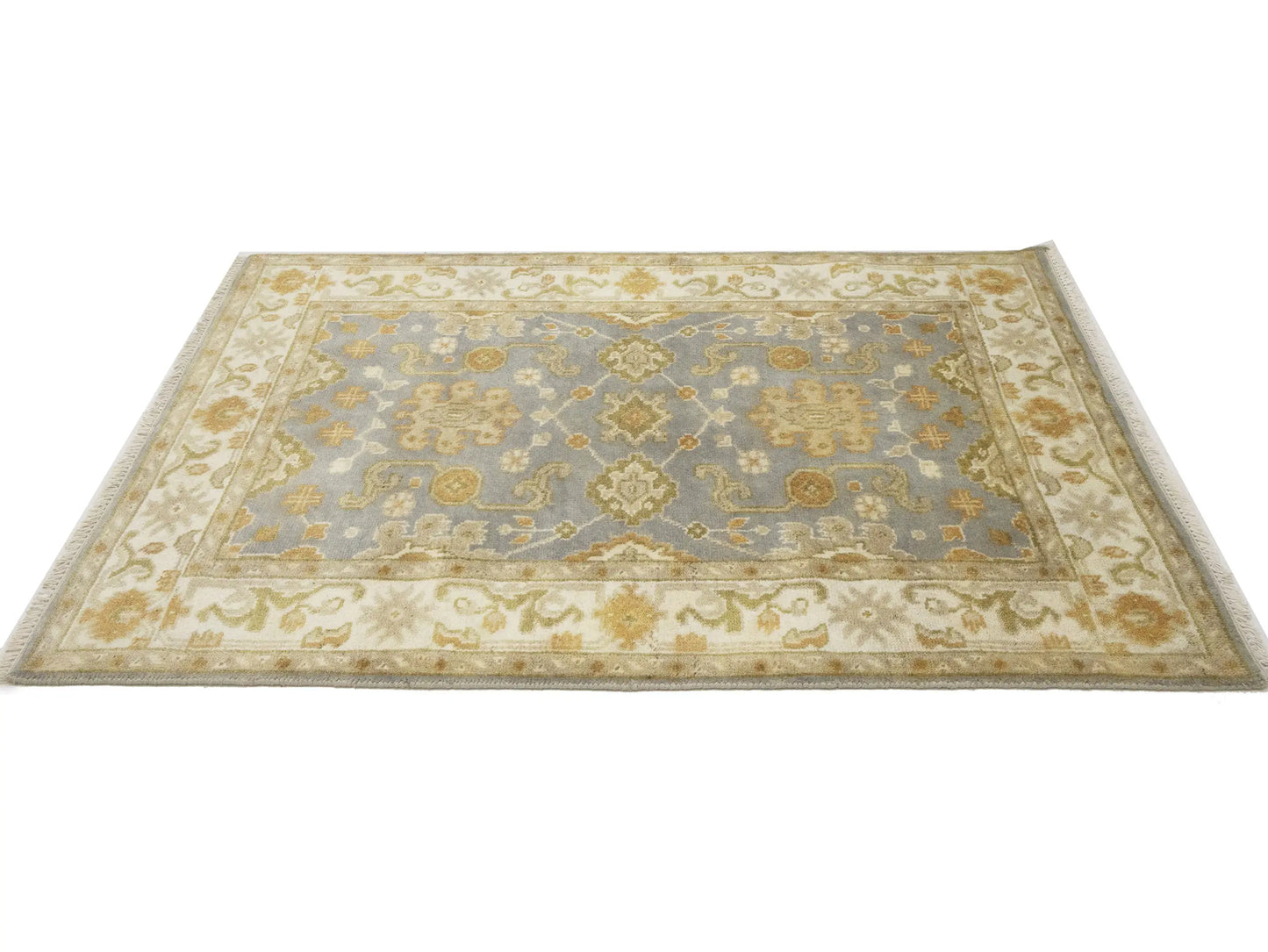 Handmade Classic Oushak Chobi Rug Floral Design