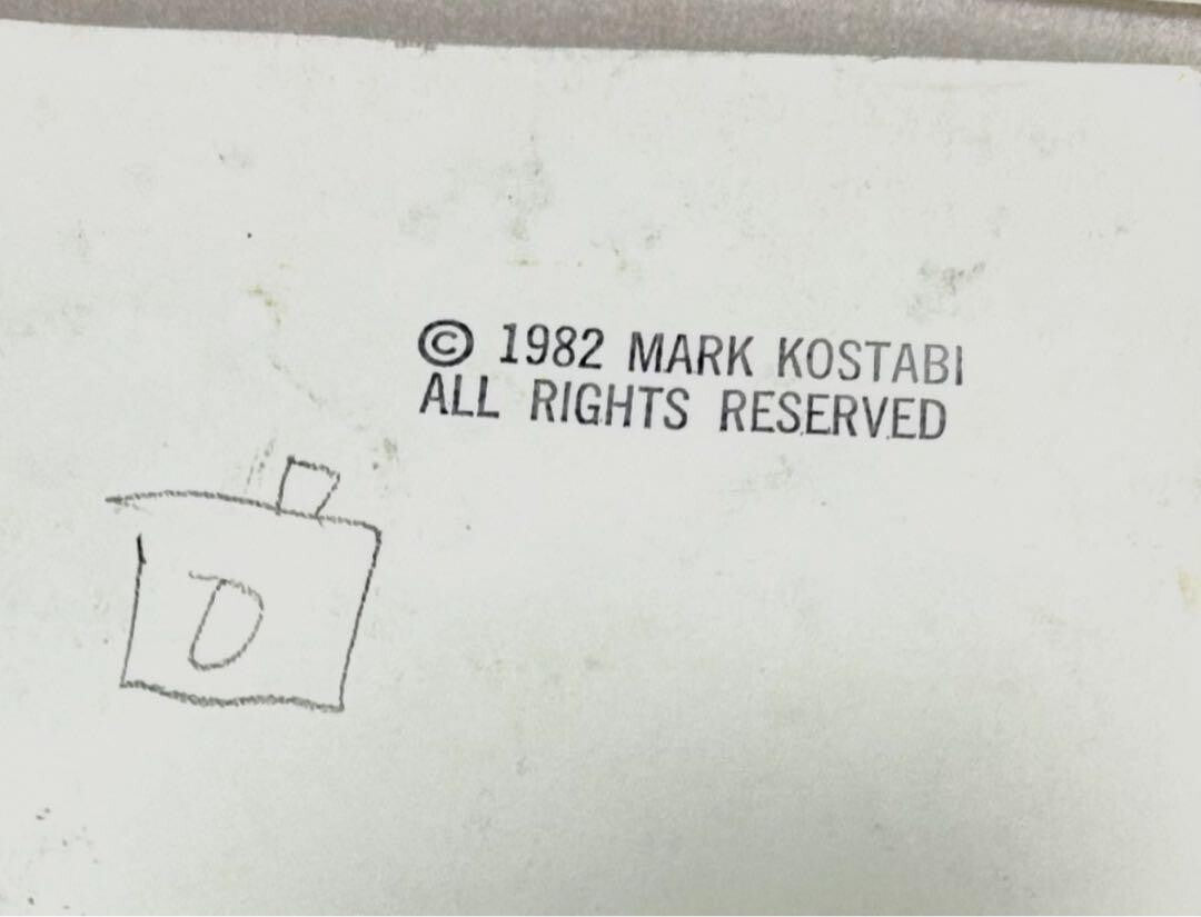 Mark Kostabi 1984 Original Painting Drawing Black Ink On Paper Signed Coa