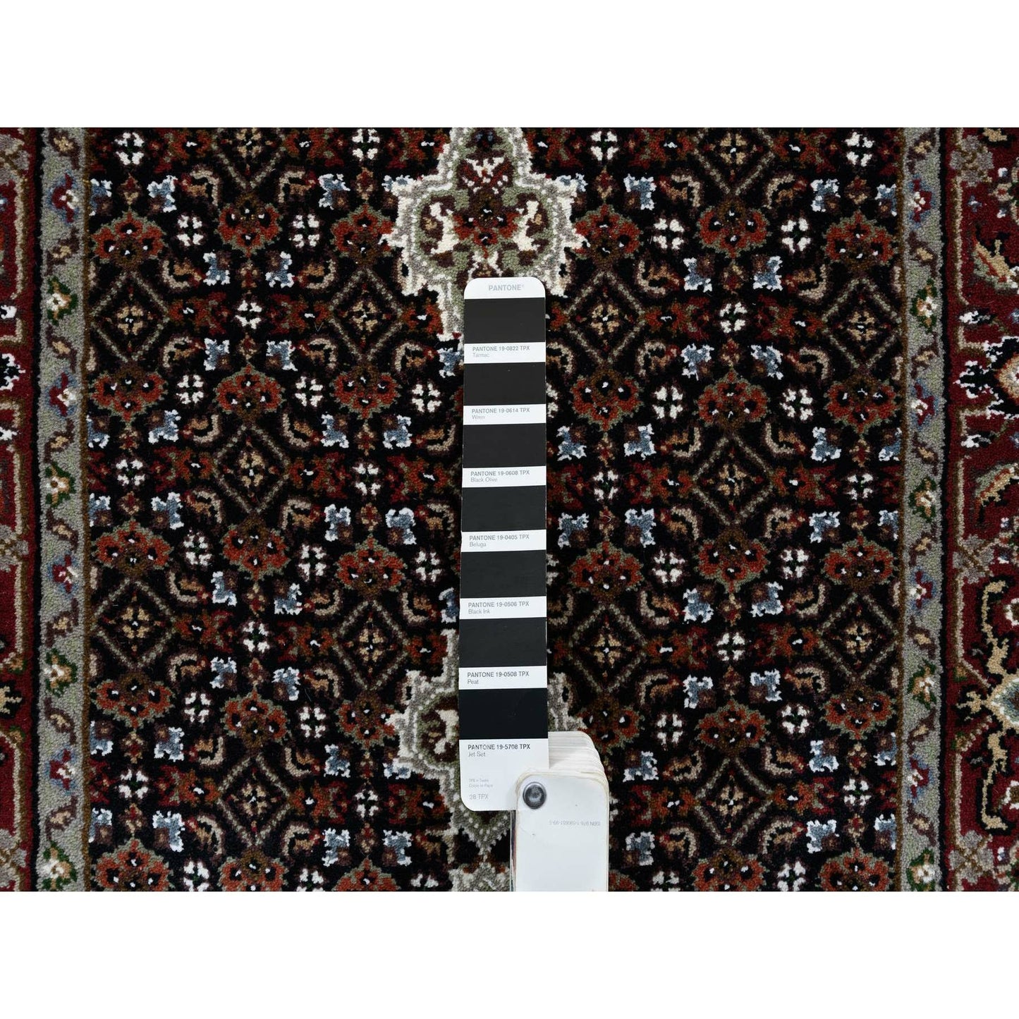 2'4"X27'1" Black Hand Knotted Tebraz Mahi Wool And Silk Runner Rug