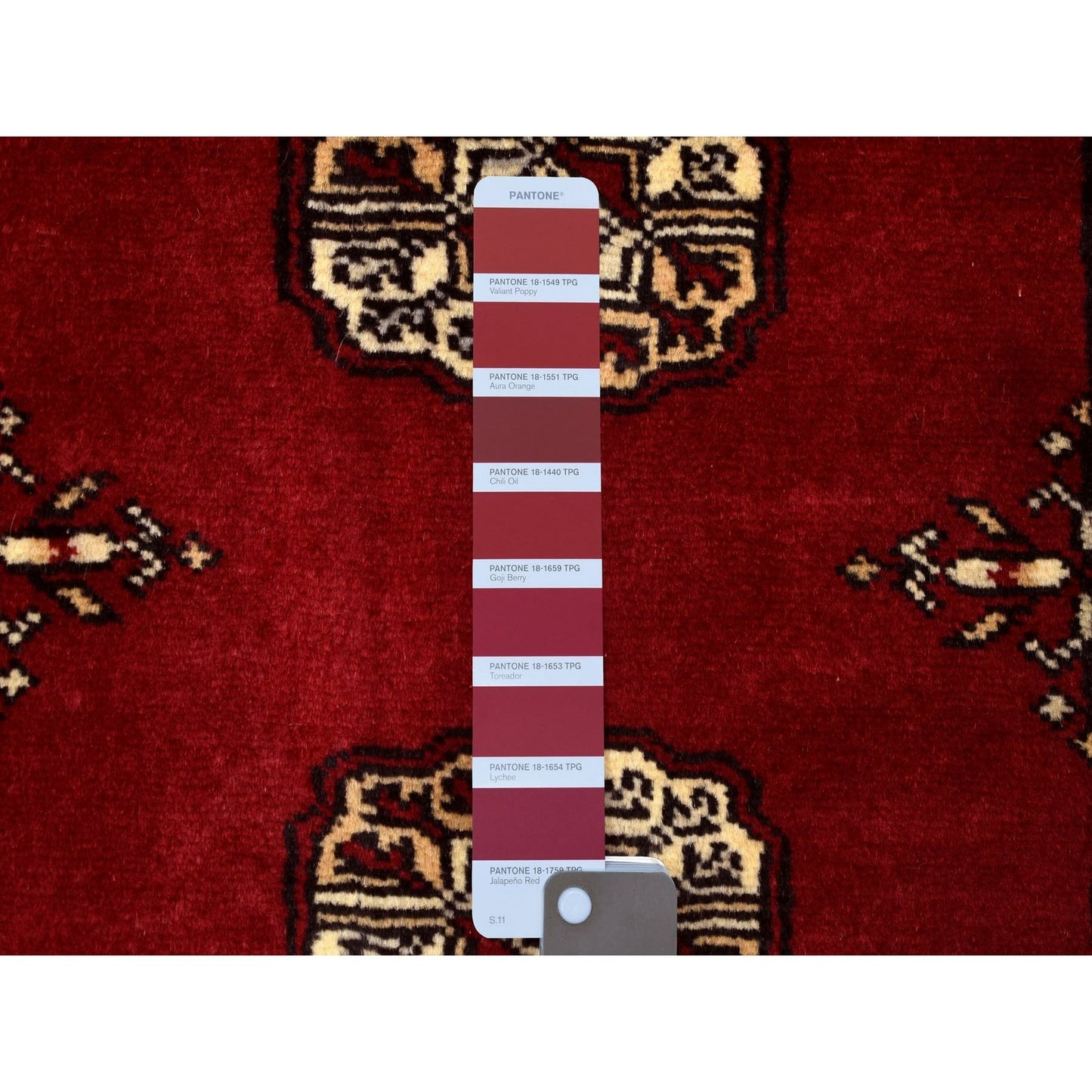 2'6"X9'1" Mori Bokara Deep And Rich Red Soft Wool Hand Knotted Runner Rug